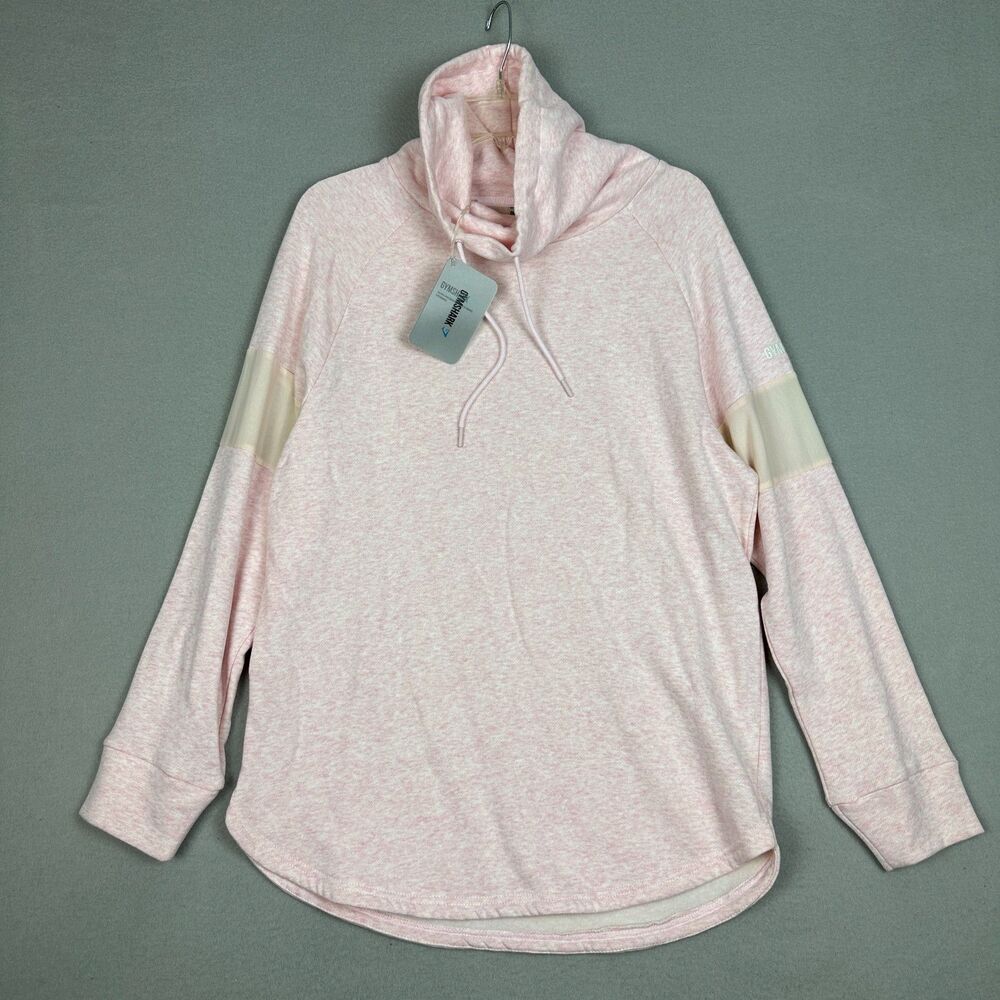 Gymshark Womens Medium Slouch Hoodie Sweatshirt Chalk Pink Marl Long Sleeve New